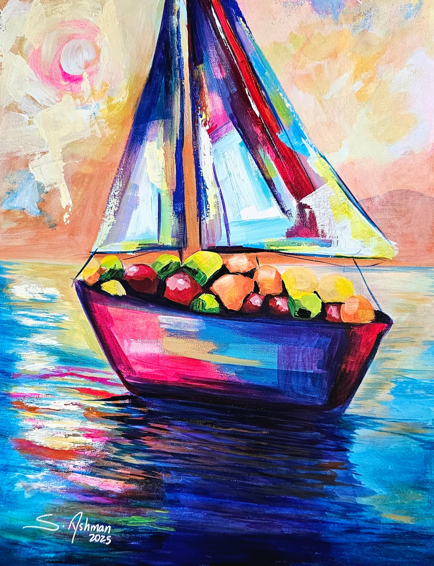 Sailing and prospering - Shawn Ashman, boat sailing with fruits