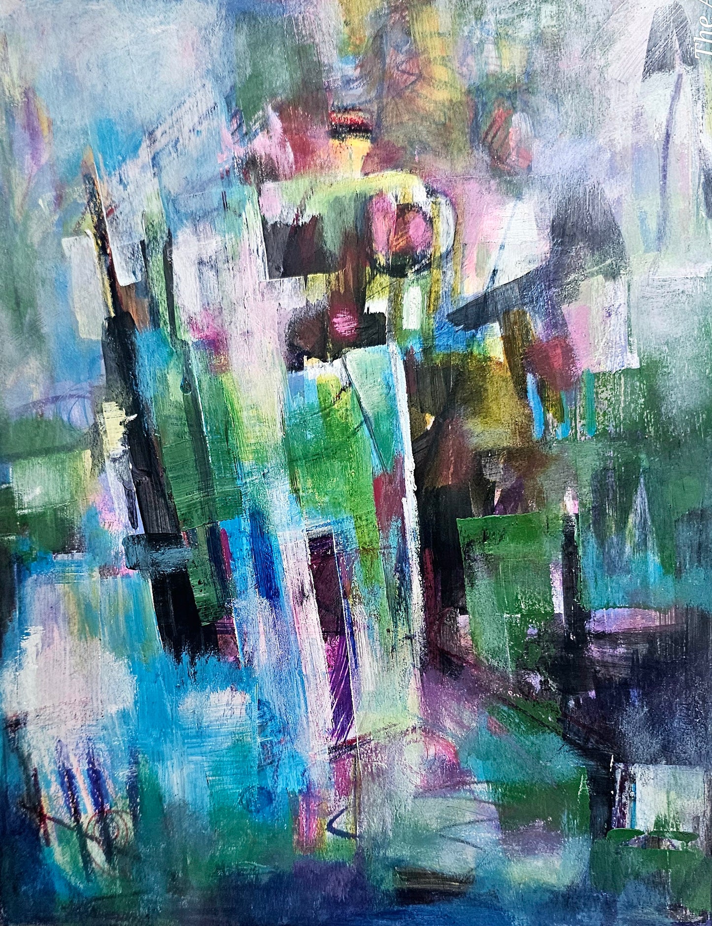 Original contemporary painting titled The Calm by Jamaican artist Shawn Ashman featuring expressive textures and bold colours symbolizing peace and resilience.