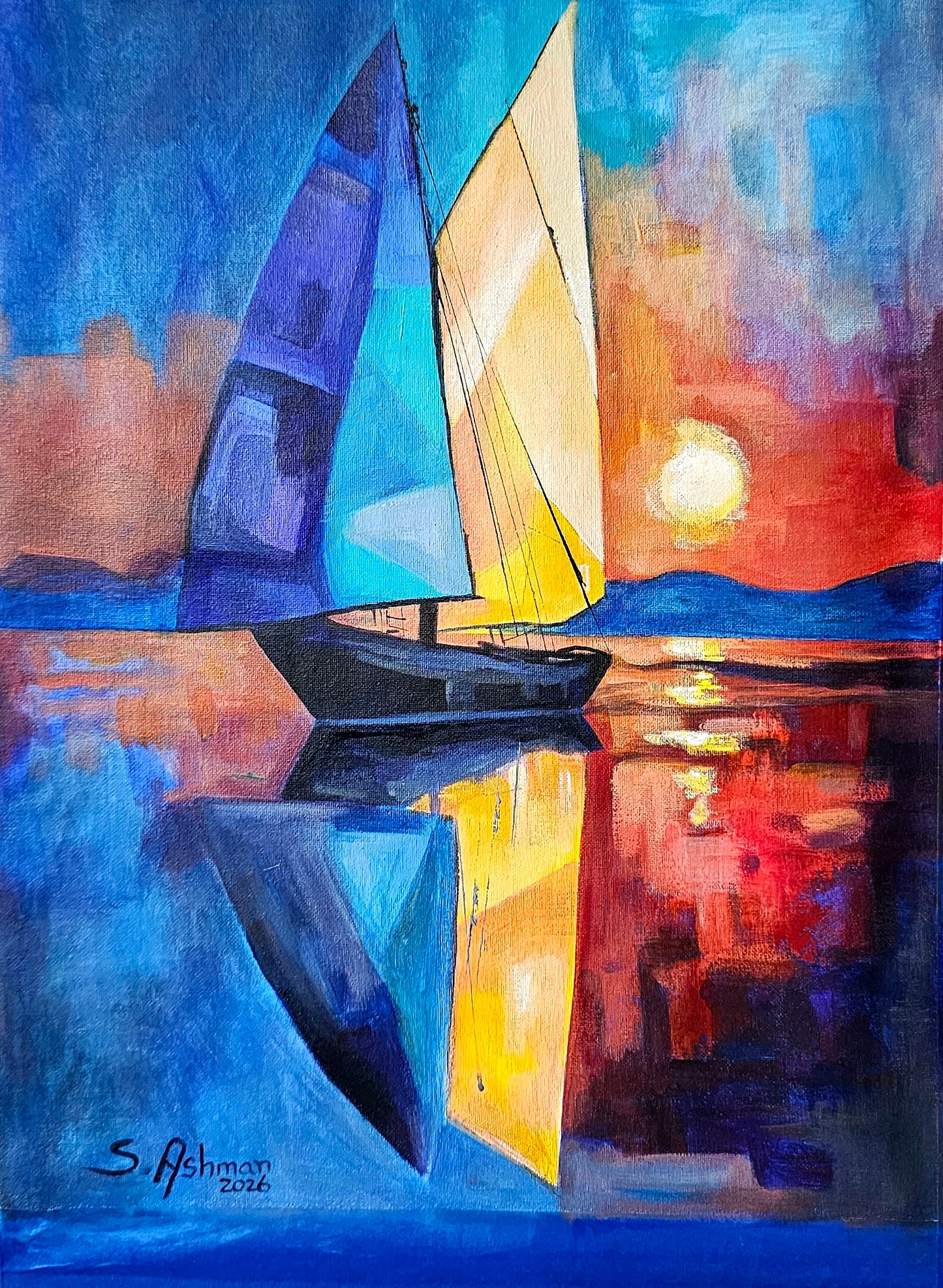 A New Journey" by Jamaican artist Shawn Ashman is an original contemporary painting exploring transformation, patience, and intentional expression through vibrant colour and layered textures