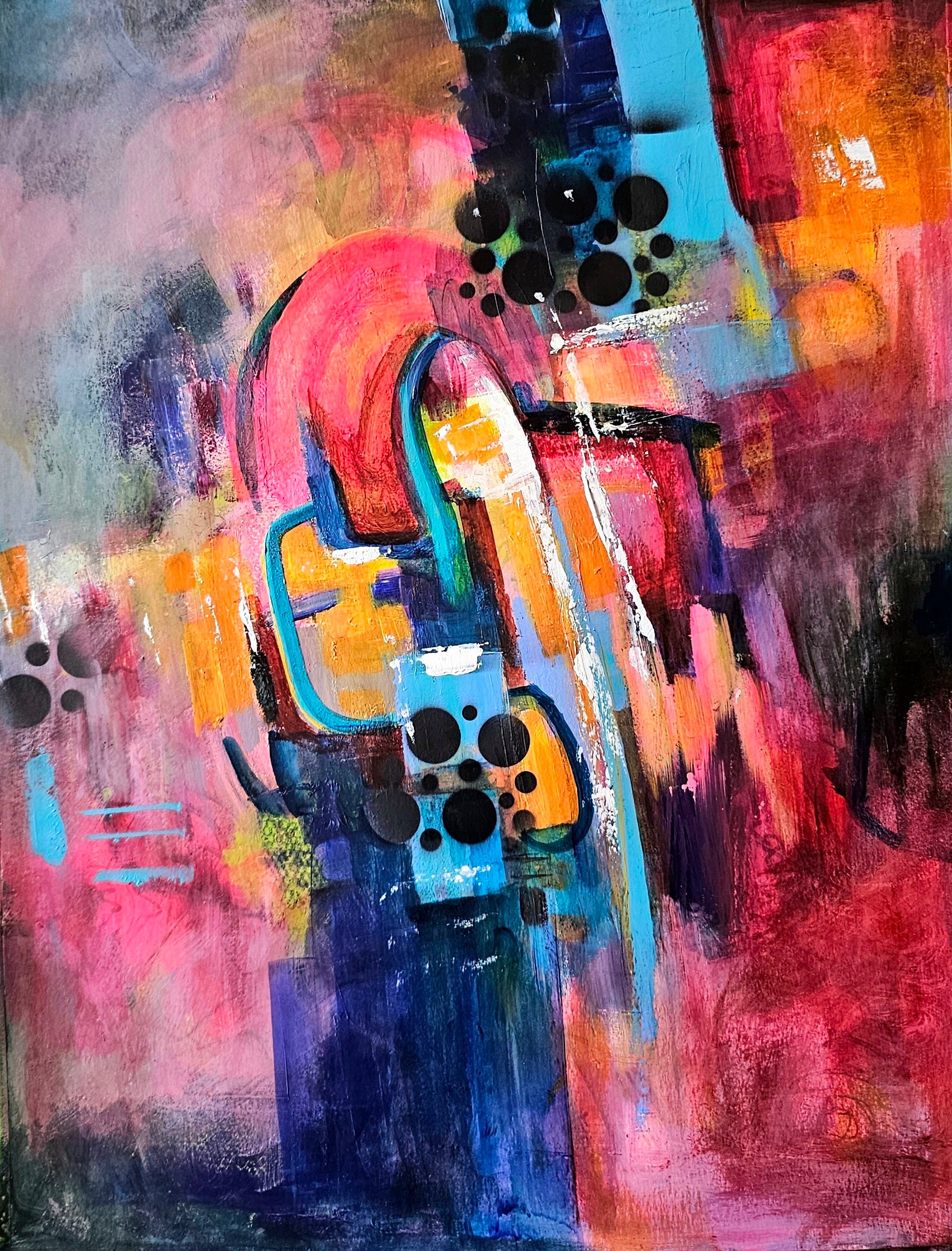 Invigorated Mind" by Jamaican artist Shawn Ashman is an original contemporary painting that explores creativity, renewal, and the energy of inspired thinking through vibrant colour and layered textures.