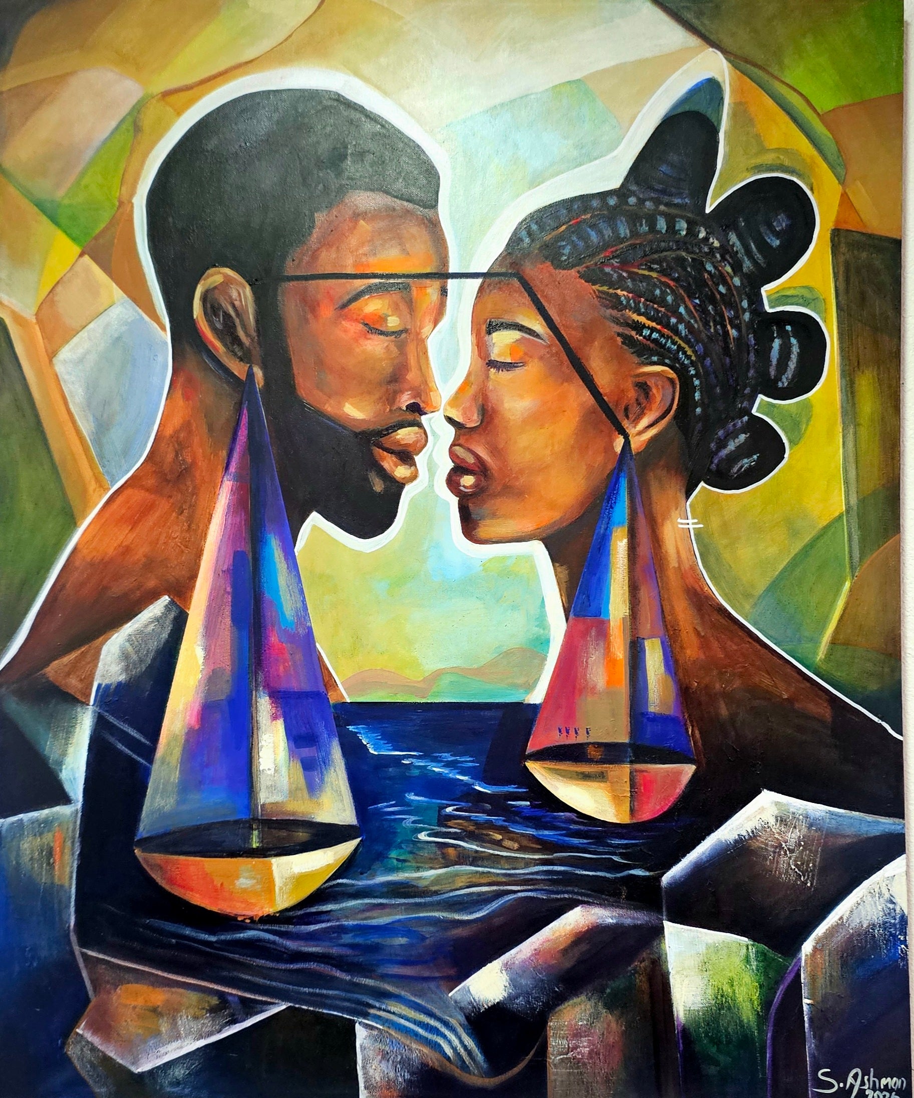 Man and woman facing each other