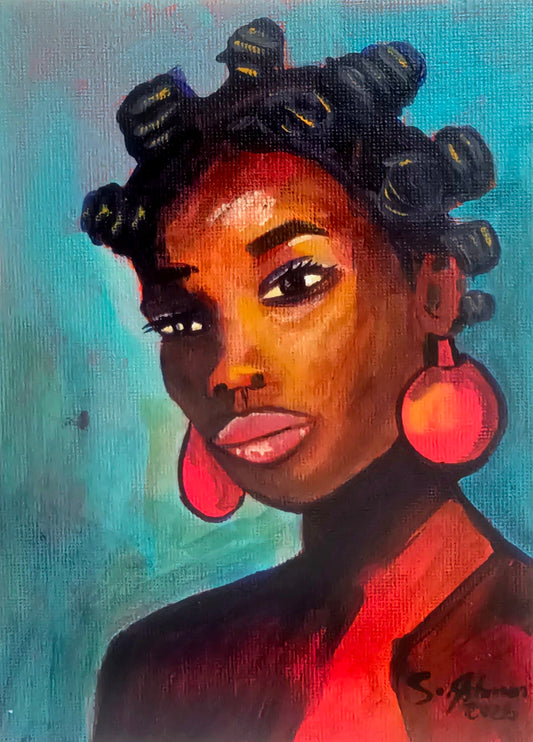 Protected, original abstract cubist painting by Lady Ash, part of the Lady Ash Muses diary series