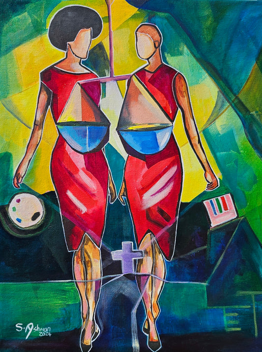 Painting of Two women walking in faith